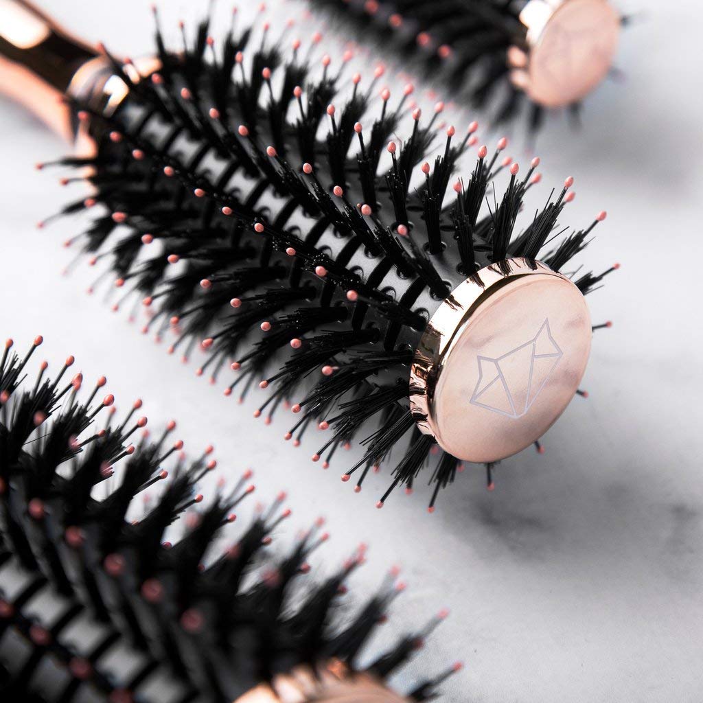FoxyBae Hair Brush Set - Round Detangler for All Hair Types - Professional Volumizer & Styling Brushes with Vented Barrel - Boar & Nylon Bristles Beauty & Personal Care FoxyBae