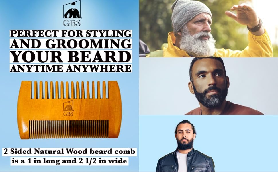 G.B.S Professional Beard Care Kit- Doppler Travel Bag, Professional Trimming Scissor, Multi-Side Natural Wood Comb, Mustache Wax, Beard Oil, Beard Beauty & Personal Care G.B.S