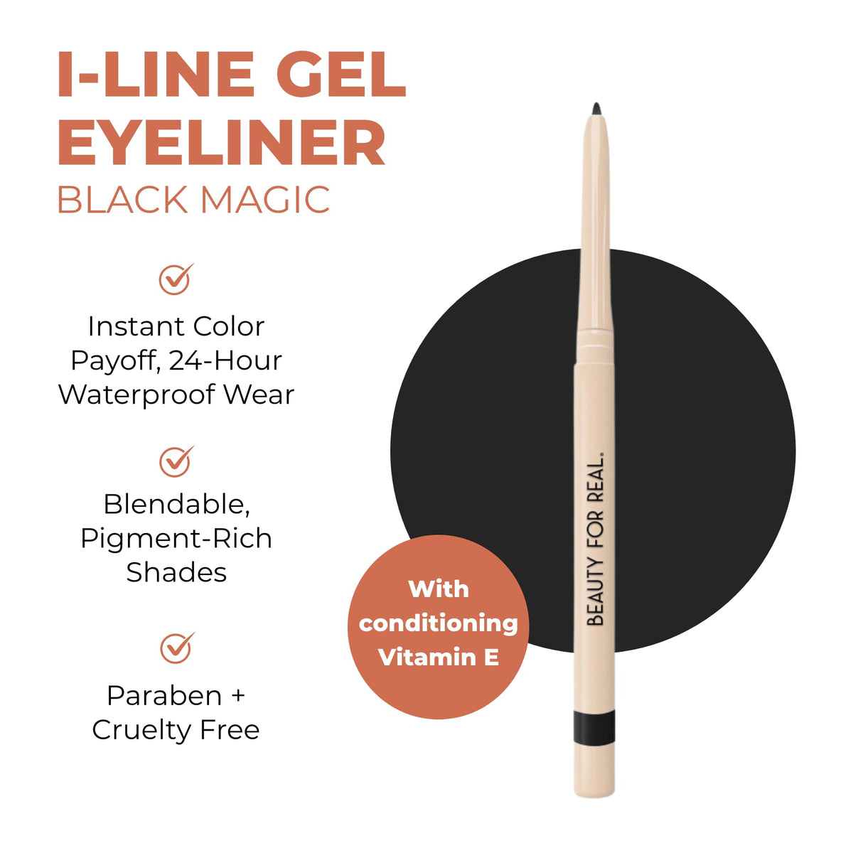 Beauty For Real I-Line 24-7 Eyeliner, Black Magic - Black Matte - Long-Wearing, Waterproof Gel Formula - Safe for Sensitive Eyes & Contact Lens Beauty & Personal Care Beauty For Real