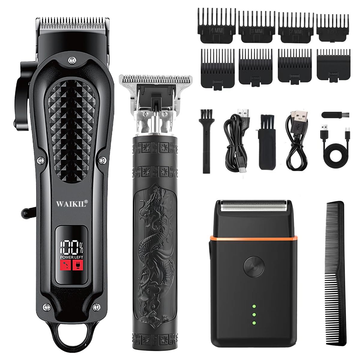 WAIKIL Men's Hair Clippers Set,Cordless Hair Trimmer & Foil Shaver Kit with LCD Display,Professional Barber Clippers for Men,Beard Beauty and Personal Care WAIKIL