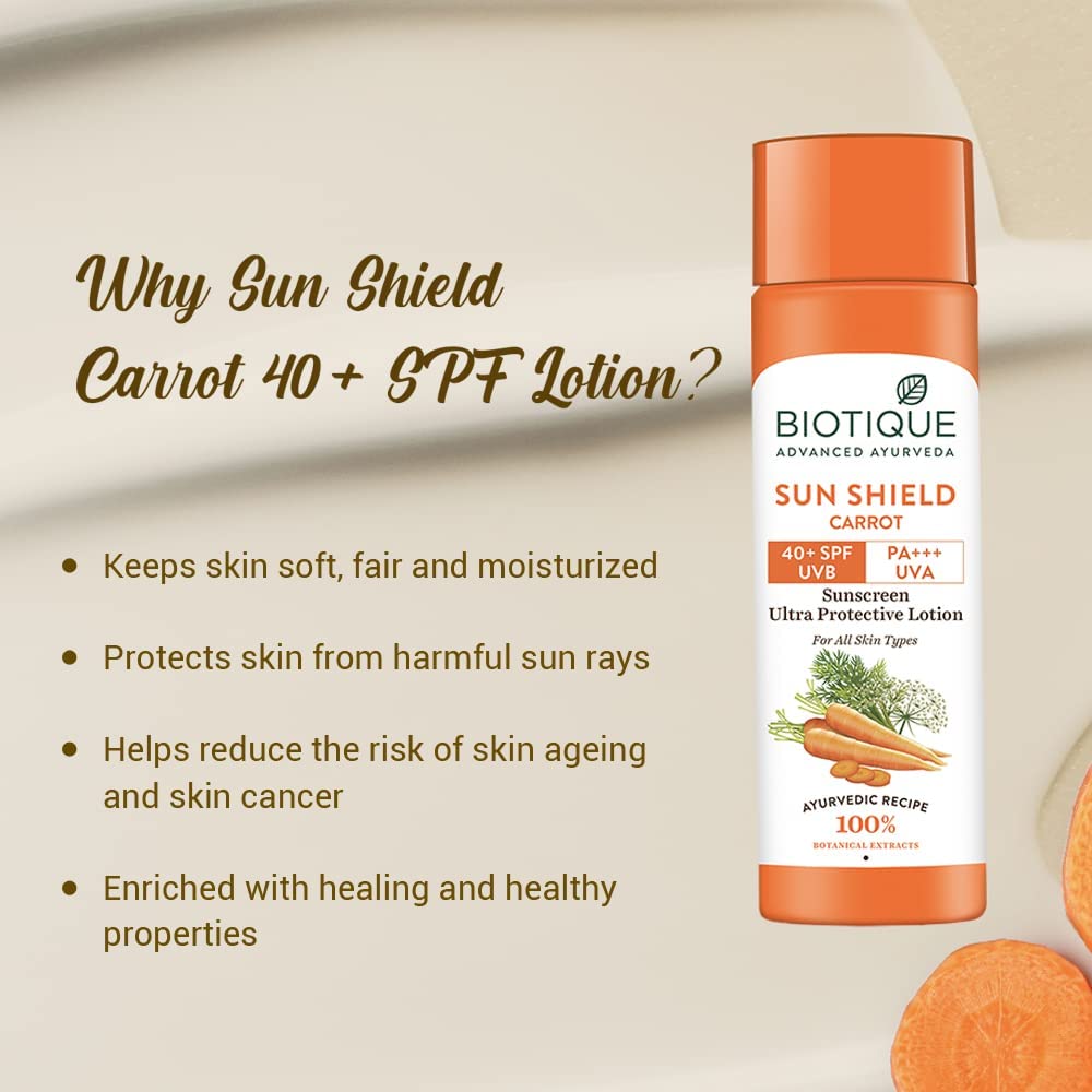 Biotique Face & Body Sun Lotion SPF 40 - Carrot 120ml Beauty & Personal Care Biotique