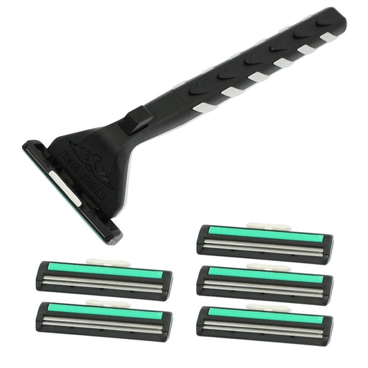 Ruilogod Men Travel Black White Shaver Manual Razor w 5 Double Layer Blades (id: 244 7ba f48 cc6 70b Beauty and Personal Care Ruilogod