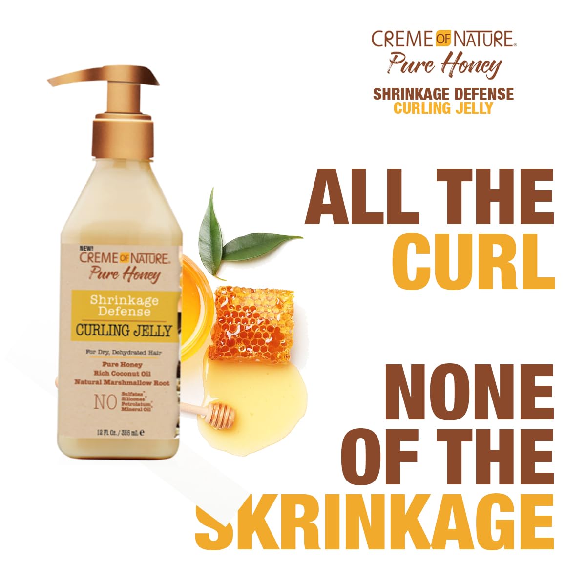 Creme of Nature Curling Jelly, Pure Honey, Coconut Oil and Shea Butter Formula, Shrinkage Defense, 11.5 Oz Beauty & Personal Care Creme of Nature