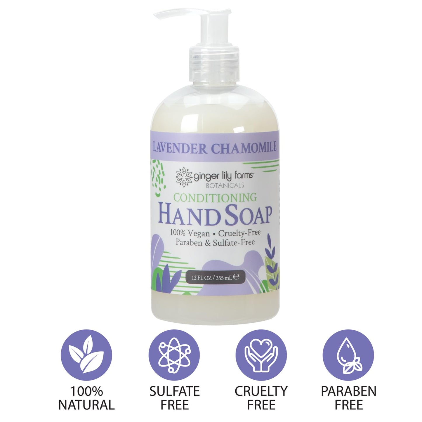 Ginger Lily Farms Botanicals Conditioning Liquid Hand Soap Refill, 100% Vegan & Cruelty-Free, Lavender Chamomile Scent, 12 Fl Oz (Pack of 6) Beauty & Personal Care Ginger Lily Farms