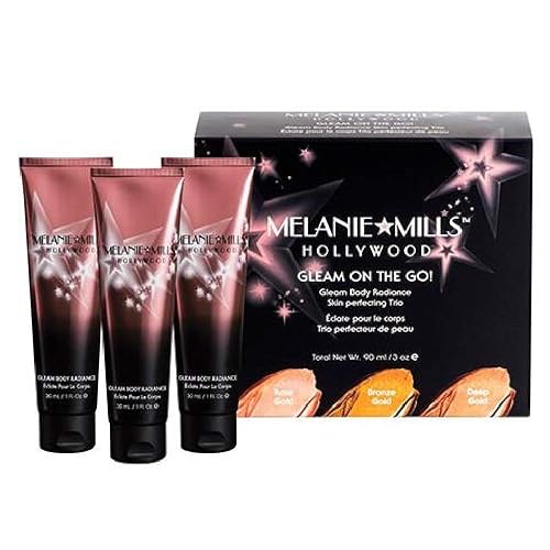 Melanie Mills Hollywood Mini Moisturizing Body Makeup Gleam on the Go Kit - Rose Gold, Bronze Gold, Deep Gold, 1 fl.oz. each Beauty & Personal Care Melanie Mills Hollywood