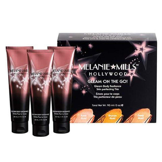 Melanie Mills Hollywood Mini Moisturizing Body Makeup Gleam on the Go Kit - Rose Gold, Bronze Gold, Deep Gold, 1 fl.oz. each Beauty & Personal Care Melanie Mills Hollywood