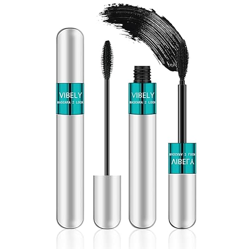 2 in 1 Mascara 5x Longer Waterproof Lash Cosmetics Natural Lengthening and Thickening Effect No Clumping Superstrong Magic 4d Silk Fiber for Vibely Beauty & Personal Care VIBELY