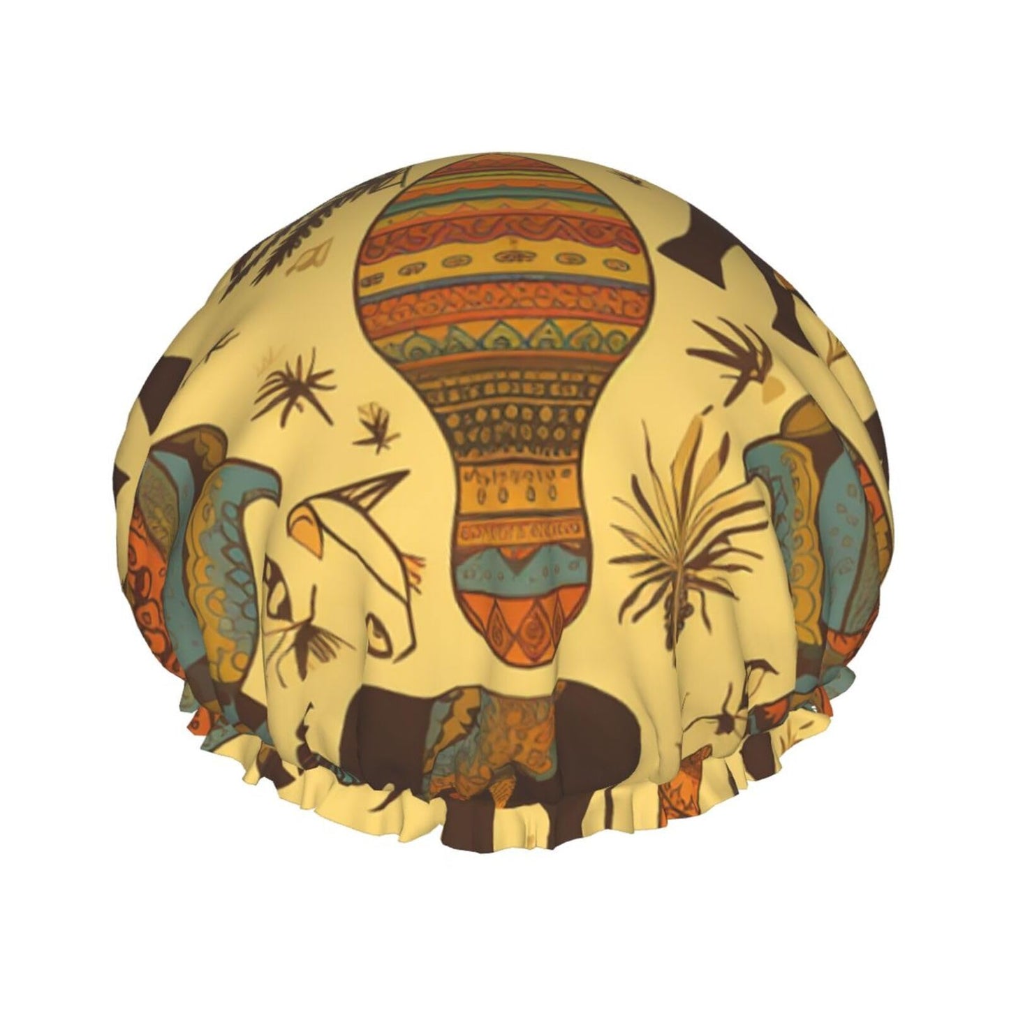 Africa Elephant Shower Cap For Women Reusable Double Layers Bathing Bath Cap Hair Caps Waterproof Elastic Band Ladies Spa Salon Shower Hat Hair Caps Beauty and Personal Care GDSHJKLW