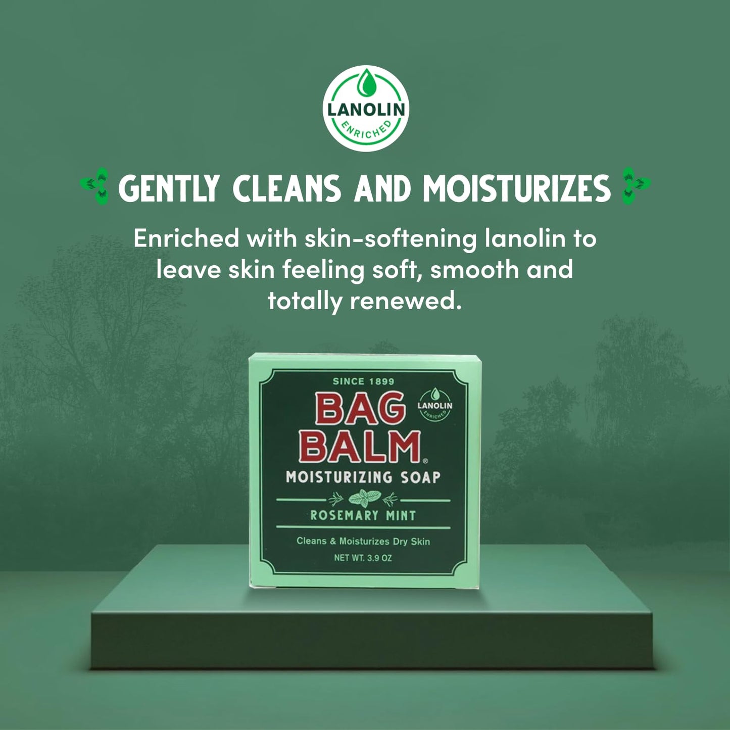 Bag Balm Moisturizing Bar Soap - Gentle Soap for Dry Skin with Lanolin - Hand & Body Cleansing Balm - Rosemary & Mint Scented Sensitive Skin Bar Soap Beauty & Personal Care Bag Balm