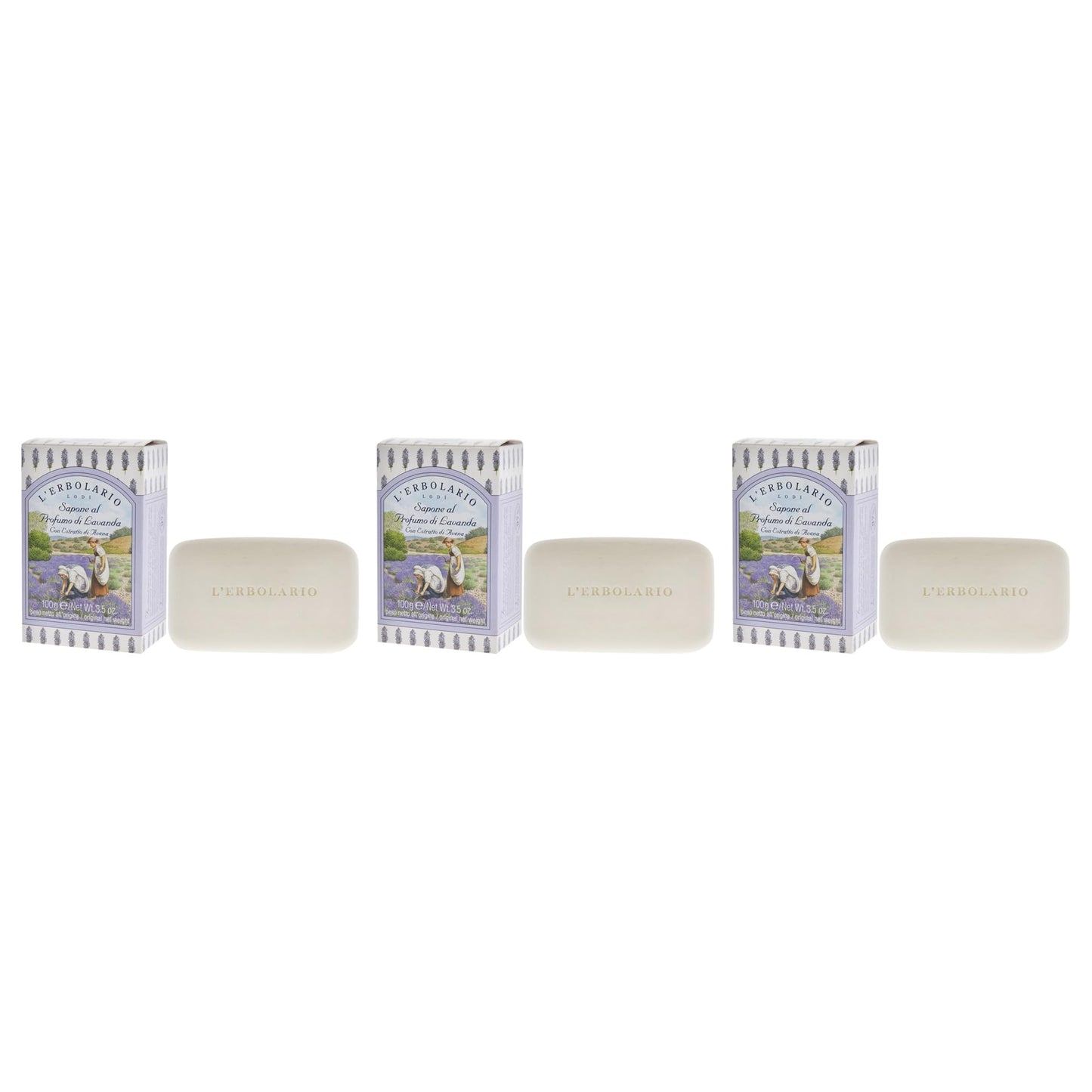 Perfumed Soap - Lavender - Pack of 3 by LErbolario for Unisex - 3.5 oz Soap Beauty & Personal Care L'Erbolario