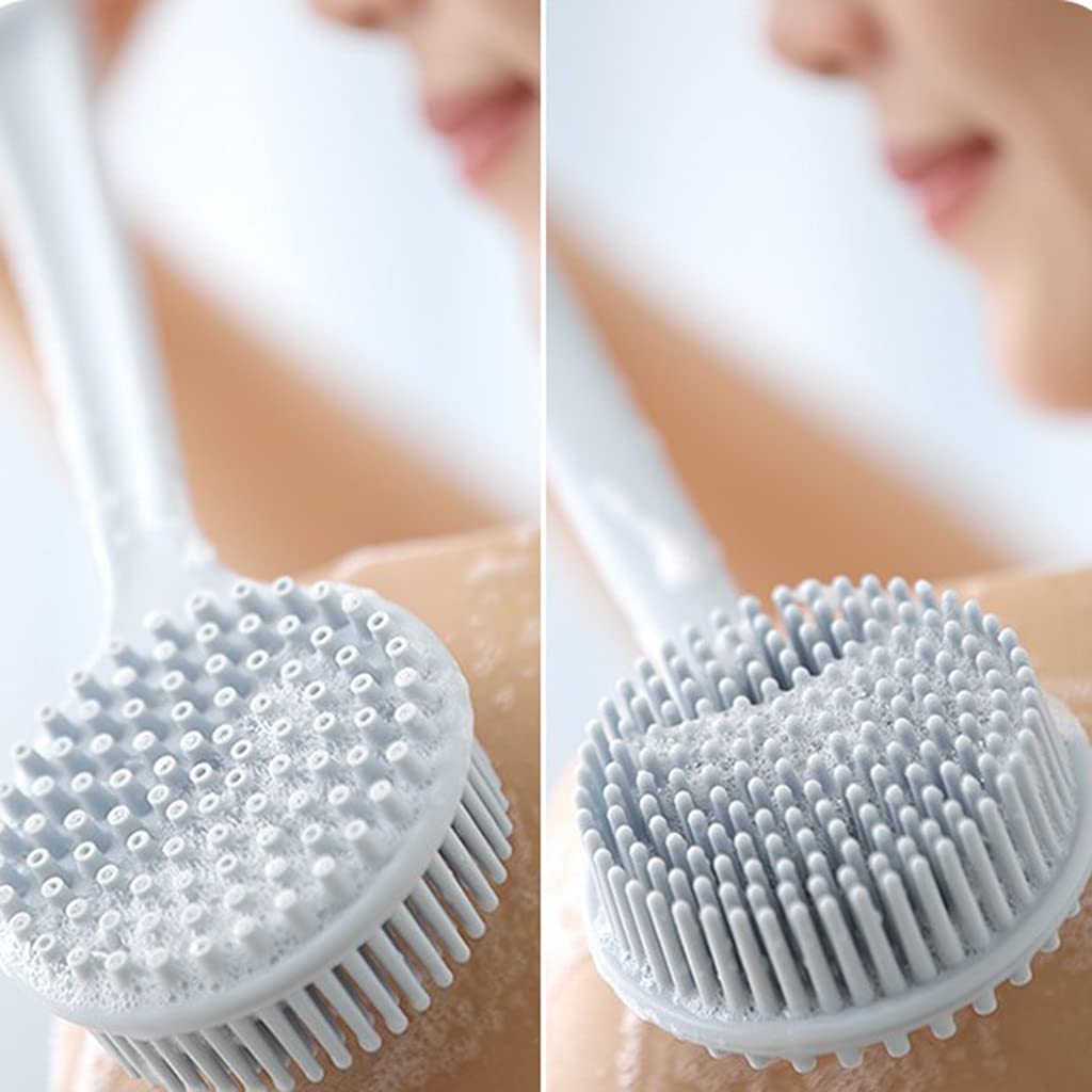 QR-BHRTY Bath Brush Double Sided Silicone Back Scrubber Bath Shower Long Handle Body Massage Brush Deep Blue Beauty and Personal Care QR-BHRTY