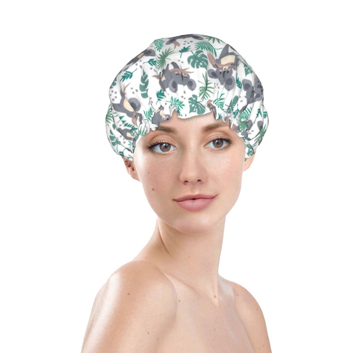 Funny Koala Shower Cap For Women Reusable Waterproof Double Layers Bath Cap Hair Protection Elastic Ladies Spa Salon Shower Hat Beauty and Personal Care YUZEKABZ