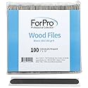 ForPro Professional Collection Wood Nail File, Black, 180/180 Grit, Double-Sided Manicure & Pedicure Nail Files, 7” L x .75“ W, Individually-Wrapped Beauty & Personal Care ForPro Professional Collection