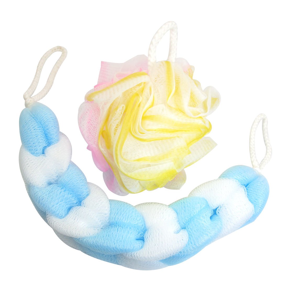 Ruilogod Bath Bathing Assorted Color Round Bar Pouf Shower Sponges 2 Pcs (id: a15 8d2 bb8 568 436 Beauty and Personal Care Ruilogod