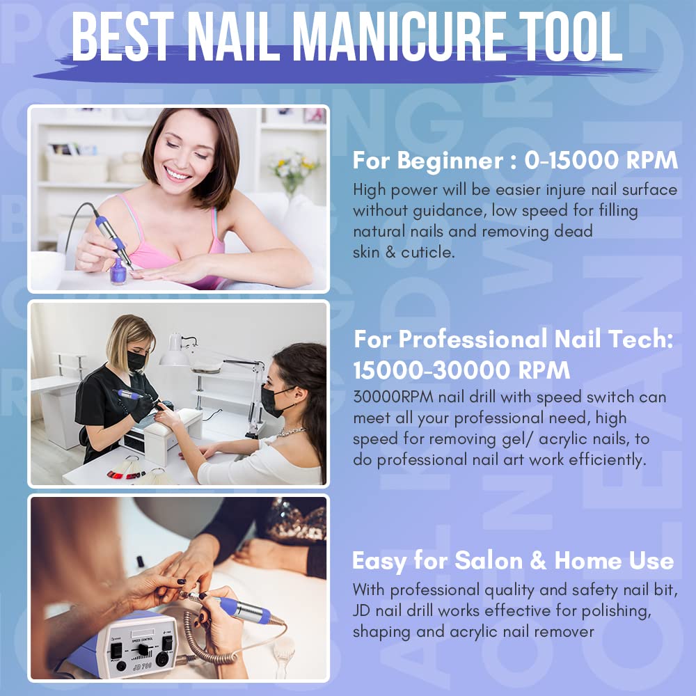 Makartt Nail Drill Electric Nail File JD700 Nail Drills for Acrylic Nails Professional 30000RPM Manicure Tools Nail Stuff Acrylic Nail Drill for Nail Beauty & Personal Care Makartt
