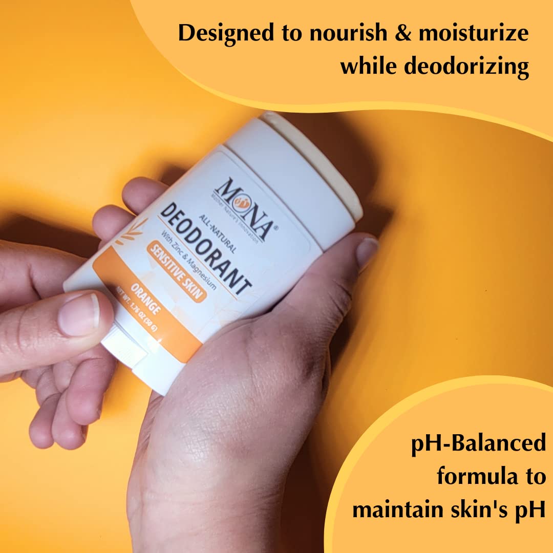 MONA BRANDS All Natural Deodorant For Women & Men - For Sensitive Skin - No Aluminum or Baking Soda - (2-Pack ORANGE 1.76 Oz each) Beauty and Personal Care MONA