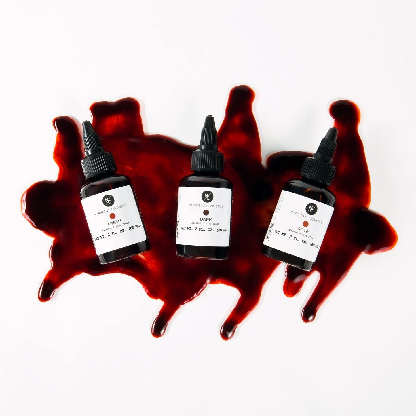 Narrative Cosmetics Alcohol Drying Blood Kit -2 fl oz | Dries to Touch, Keeps Wet Glossy Look | Won't Transfer or Smudge | SFX Wounds, Scabs, Gore | Beauty & Personal Care Narrative Cosmetics
