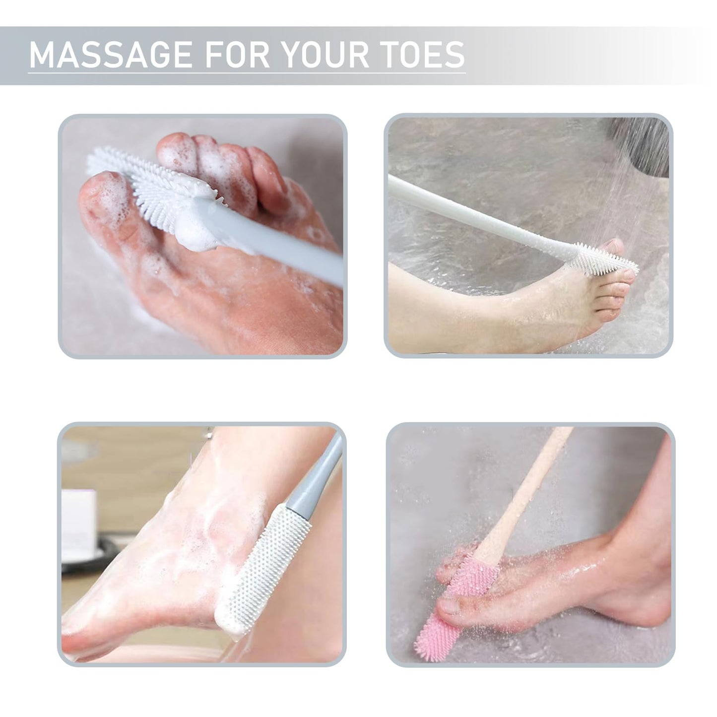 Enlivczom Toe Cleaning Brush, Toe and Foot Towel Brush,Long Handle Toe Brush,No Bending to Remove The Dead Skin of The Feet, Suitable for The Elderly Beauty and Personal Care Enlivczom
