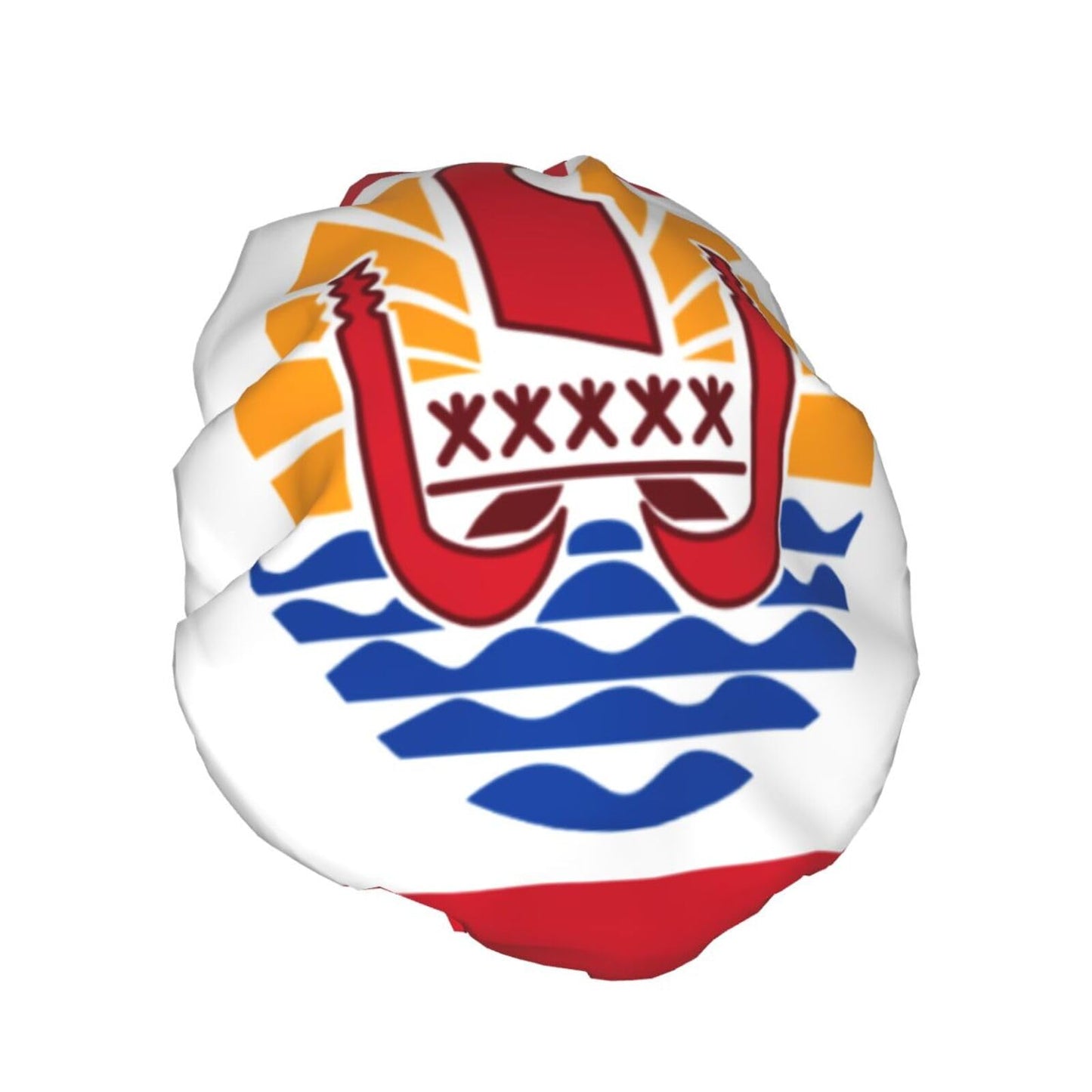 French Polynesia Flag Prints Shower Cap Double Layer Lined Waterproof Bathing Shower Hat Beauty and Personal Care Hayyett