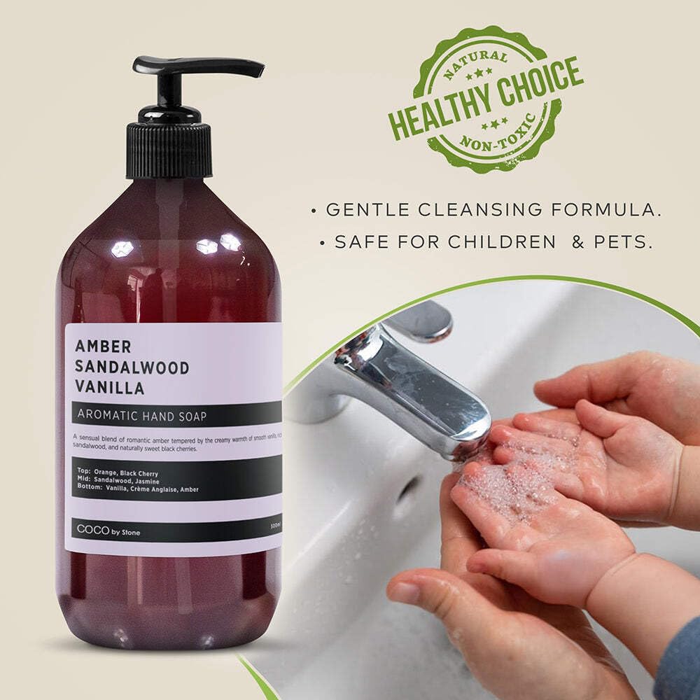 COCO by Stone 16oz Hand Soap (Amber | Sandalwood | Vanilla Inspired by Amber Romance) - Plant-Based Gentle Cleanser with a Rich, Long-Lasting Beauty & Personal Care COCO by Stone