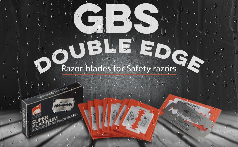 G.B.S Double Edge Blades for Double Edge, Safety and Shavette Razors - 50 Blades and Styptic Powder Jar stop shaving nicks and bleeding Beauty and Personal Care G.B.S