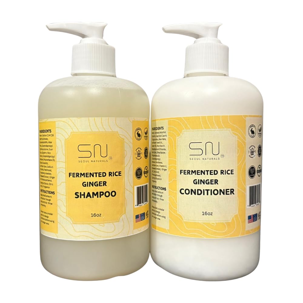 Seoul Naturals Fermented Rice Shampoo and Conditioner Set, 100% Natural, k beauty, 16 fl oz each Beauty & Personal Care Seoul Naturals