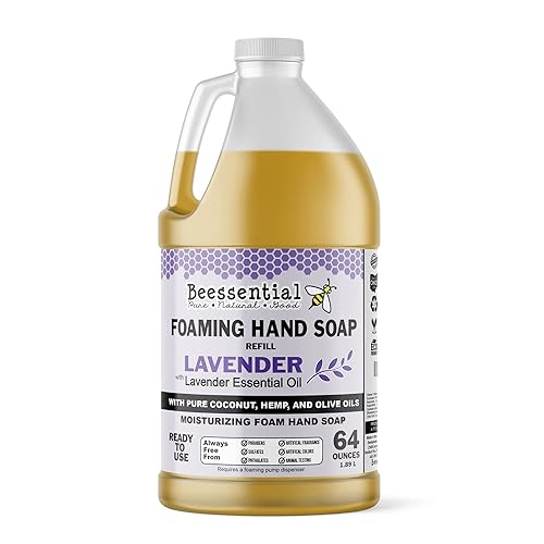 Beessential All Natural Bulk Foaming Hand Soap Refill, 64 oz Lavender | Made with Moisturizing Aloe & Honey - Made in the USA Beauty & Personal Care Beessential