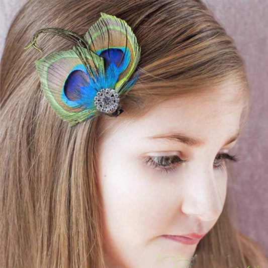 Acenail Boho Peacock Crystal Hair Accessory - Feather Hair Clips and Barrettes for Women and Girls Beauty & Personal Care Dreamin