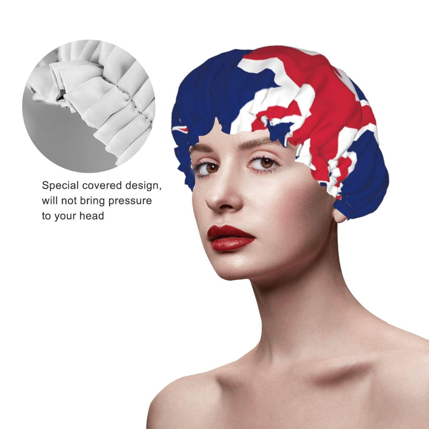 New Zealand Flag Prints Shower Cap Double Layer Lined Waterproof Bathing Shower Hat Beauty and Personal Care Hayyett