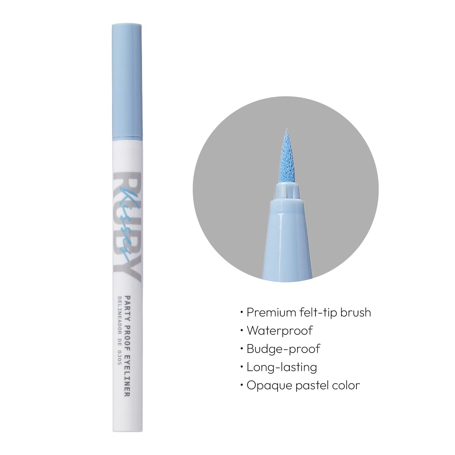Ruby Kisses Party Proof Eyeliner, Pastel Colors Premium Felt-tip Waterproof Long-lasting Eyeliner (Dreamy Blue) Beauty & Personal Care Ruby Kisses