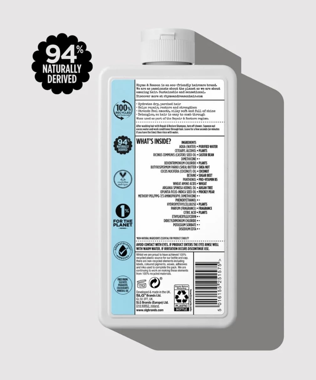 Rhyme & Reason Repair and Restore Shampoo & Conditioner Combo. 13 Fl. Oz. Each bottle. For Dry Damaged Hair. Hydrate Repair. Vegan Cruelty Free Beauty & Personal Care Rhyme & Reason