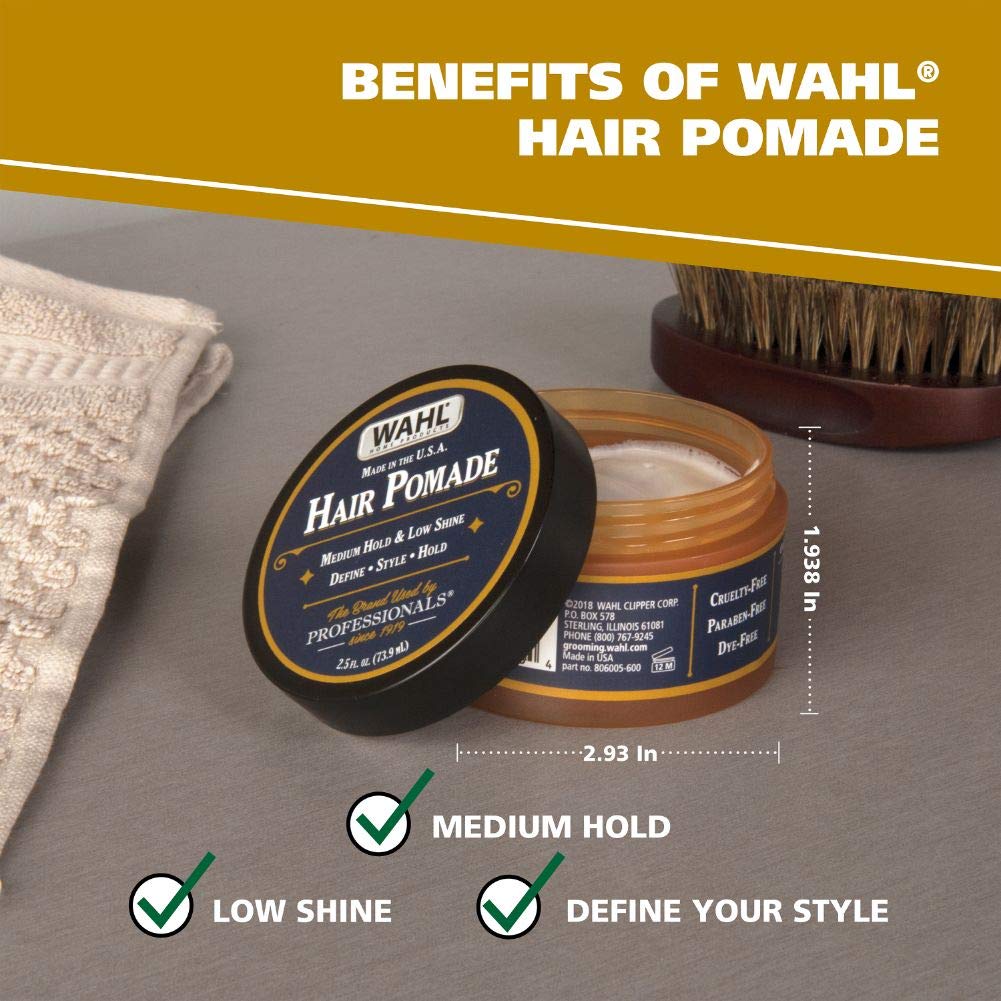 Wahl Hair Pomade for Styling with Essential Manuka/Meadowfoam Seed/Clove & Moringa Oil for Control Hold Shine - Model 805611A Beauty & Personal Care Wahl