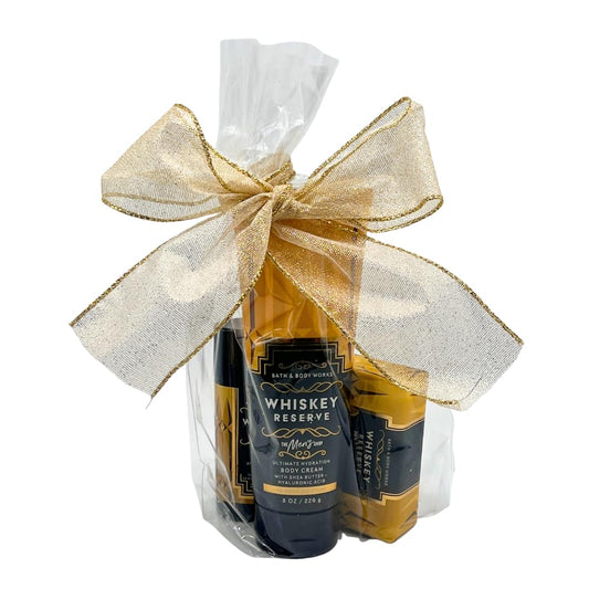 Bath & Body Works WHISKEY RESERVE Men’s Collection Body Cream, Shea Butter Cleansing Bar, and Antiperspirant Deodorant 3pc Gift Set with 30-inch Gold Beauty and Personal Care Bath & Body Works