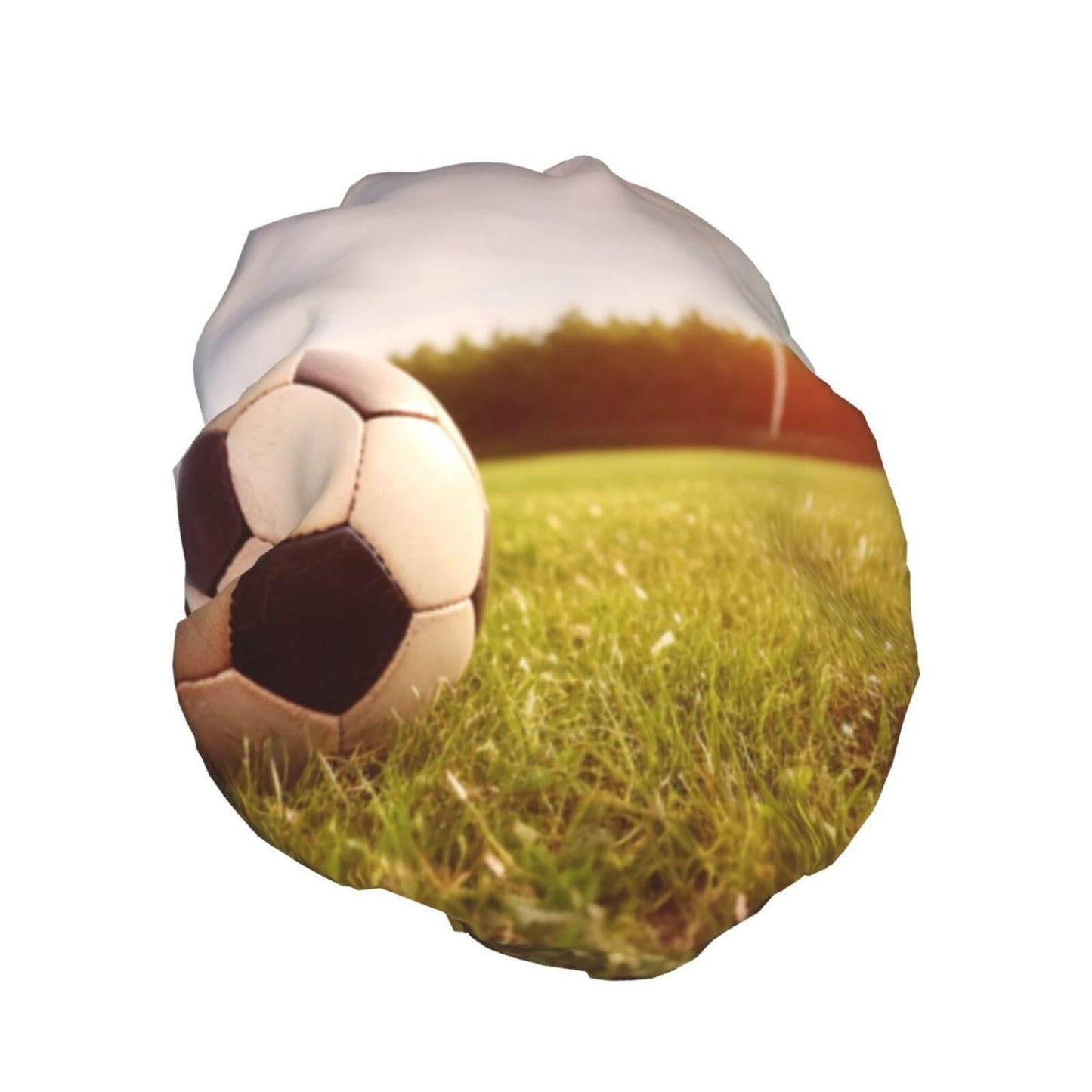 soccer ball on a field Shower Cap for Women Men Large Reusable Shower Bonnet Double-Layer Waterproof Bath Caps Elastic Band Hair Hat for All Beauty and Personal Care BWLHJKE