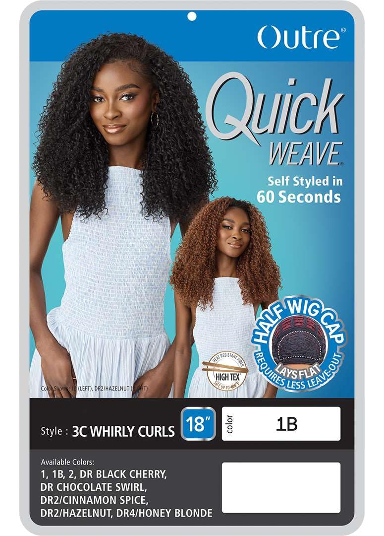 Outre Quick Weave Synthetic Half Wig - 3C Whirly Curls (DR BLACK CHERRY)