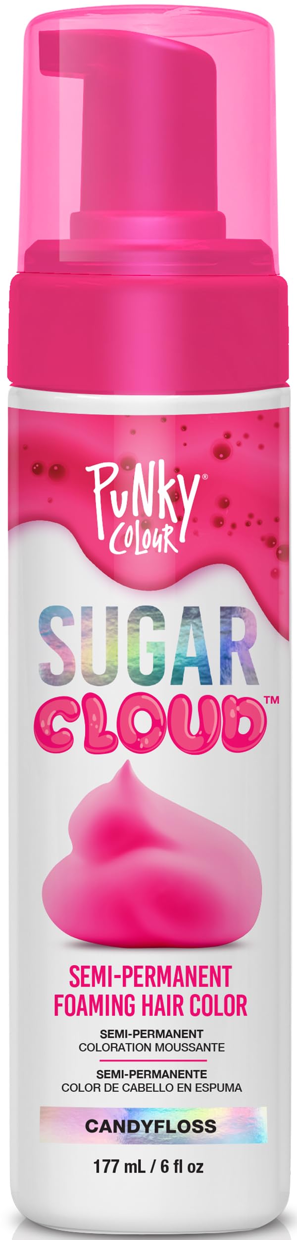 Punky Sugar Cloud Semi-Permanent Foam Hair Color, Candyfloss - Vibrant Hair Dye for Long-Lasting Color, Easy Application Foam Hair Dye, 6 Fl Oz Beauty & Personal Care Punky