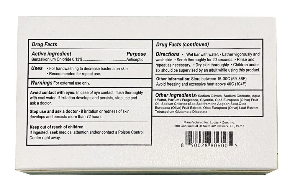 Lucas + Zoe Fresh Essence Antiseptic Bar Soap - 4 Ounce Moisturizing Body Soap Bar Made With Natural Ingredients Like Mediterranean Olive Oil, Coconut Beauty & Personal Care lucas + zoe