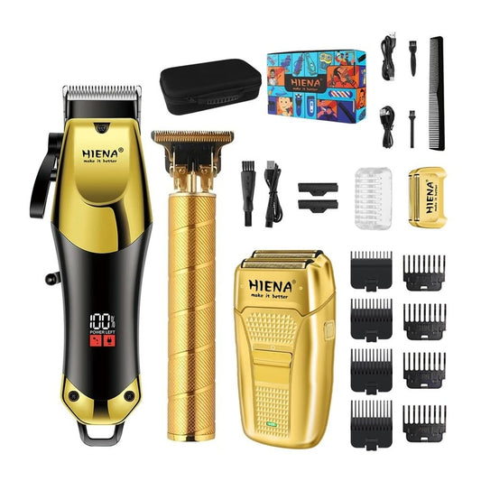 EWKYLSEM Razors HIENA Professional Electric Hair Clipper and Razor 3piece Set, USB Rechargeable Hair Clipper, Cordless use Trimmer, Men's Razor Beauty and Personal Care EWKYLSEM