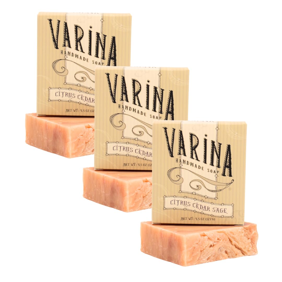 Varina Organic Citrus Cedar Sage Bar Soap - Gentle Cleansing for Sensitive Skin, Earthy Scents - 3 Pack - Experience Healthy and Glowing Skin Beauty & Personal Care Varina