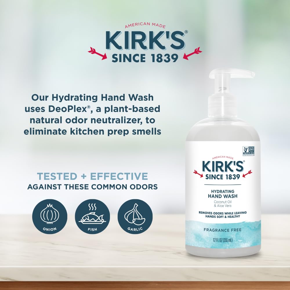 Kirk's Hydrating Hand Wash - Made with Coconut Oil and Aloe Vera, With Odor Neutralizing Technology To Help Eliminate Odors, Non-GMO, Vegan, Fragrance Beauty & Personal Care Kirk's