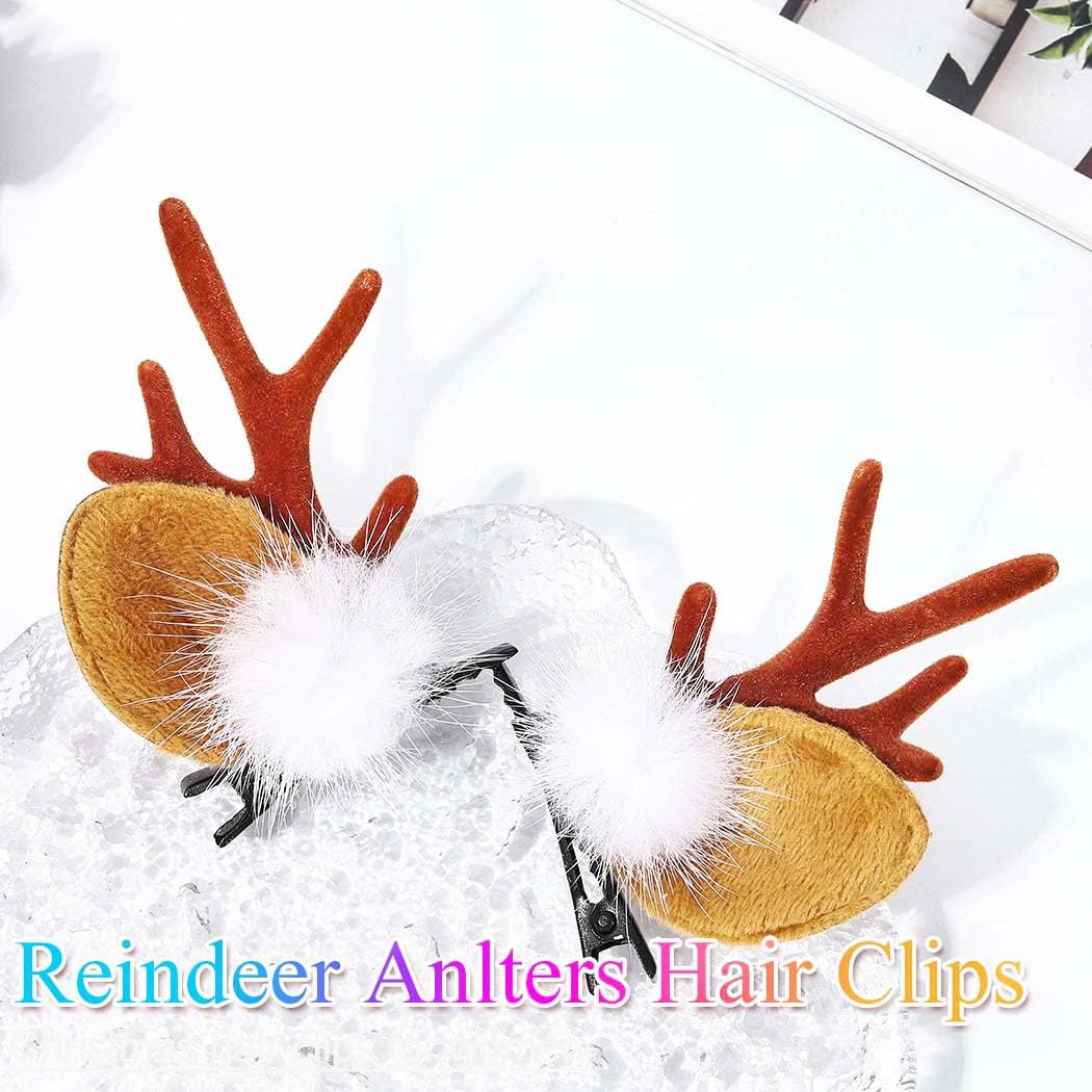 BARTOSI Christmas Hair Clips Reindeer Antlers Hair Clip Xmas Deer Antler Hairpins Holiday Hair Accessories for Women(Pack of 2) Beauty & Personal Care BARTOSI