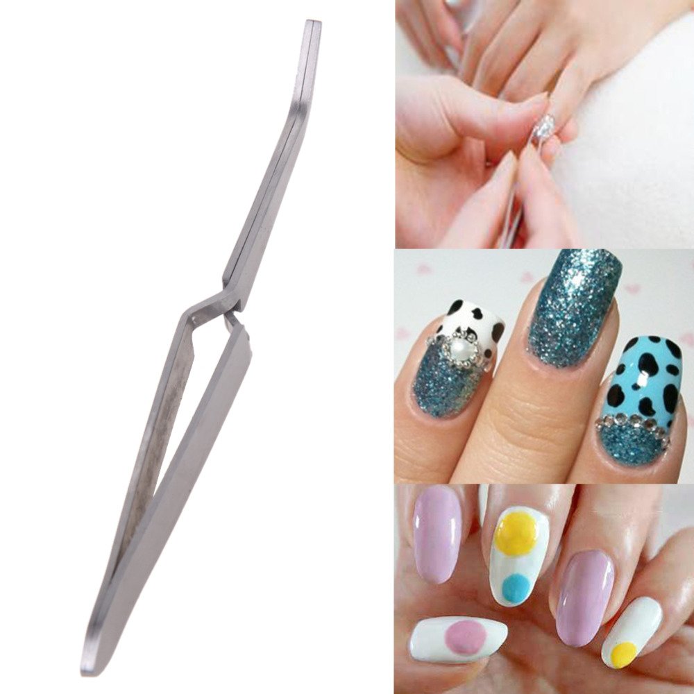 Yimart 1pcs Nail Professional Tools Multi-Function Nail Art Rhinestones Decoration Picking Clip Nipper Stainless Steel Tweezers Beauty & Personal Care Yimart