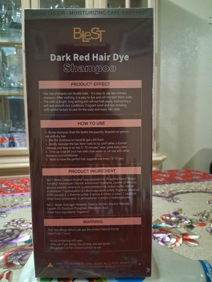 BLEST PROFESSIONAL HAIR CARE Hair Dye 2-in-1 Shampoo Color for Quick Gray Coverage - Semi Permanent Hair Color for Men and Women - 500ml (Dark Red) Beauty & Personal Care BLEST PROFESSIONAL HAIR CARE