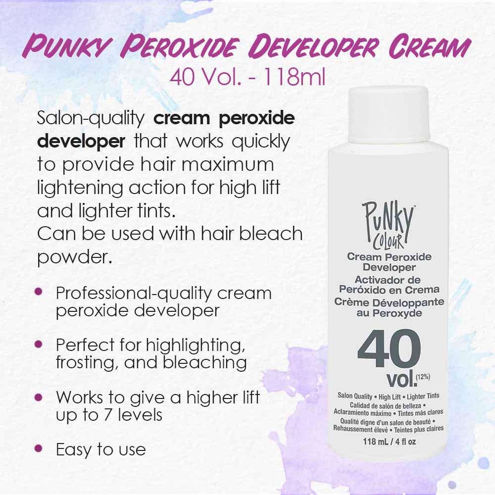 Punky Cream Peroxide Hair Dye Developer 40 Volume - Hair Bleach Developer for Medium to High Lift, 118ml Beauty & Personal Care Punky