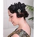 Aimimier 1920s Flapper Black Feather Headpiece Crystal Roaring 20s Feather Hair Clip Masquerade Hair Accessory for Women Beauty & Personal Care Aimimier