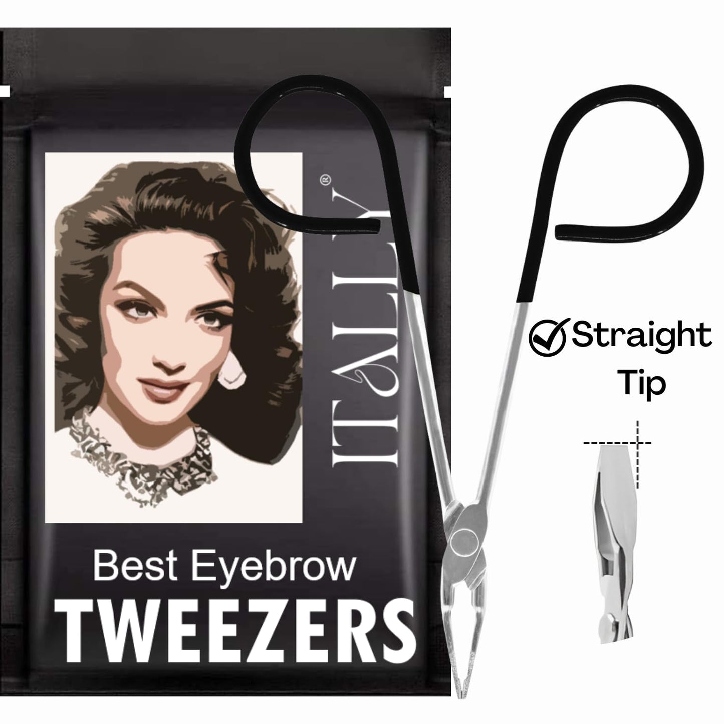 ITALLY Professional Salon TWEEZERS with Easy Scissor Handle, The BEST PRECISION EYEBROW TWEEZERS Men/Women, Pinzas Para Cejas, Ingrown Hair Beauty and Personal Care ITALLY