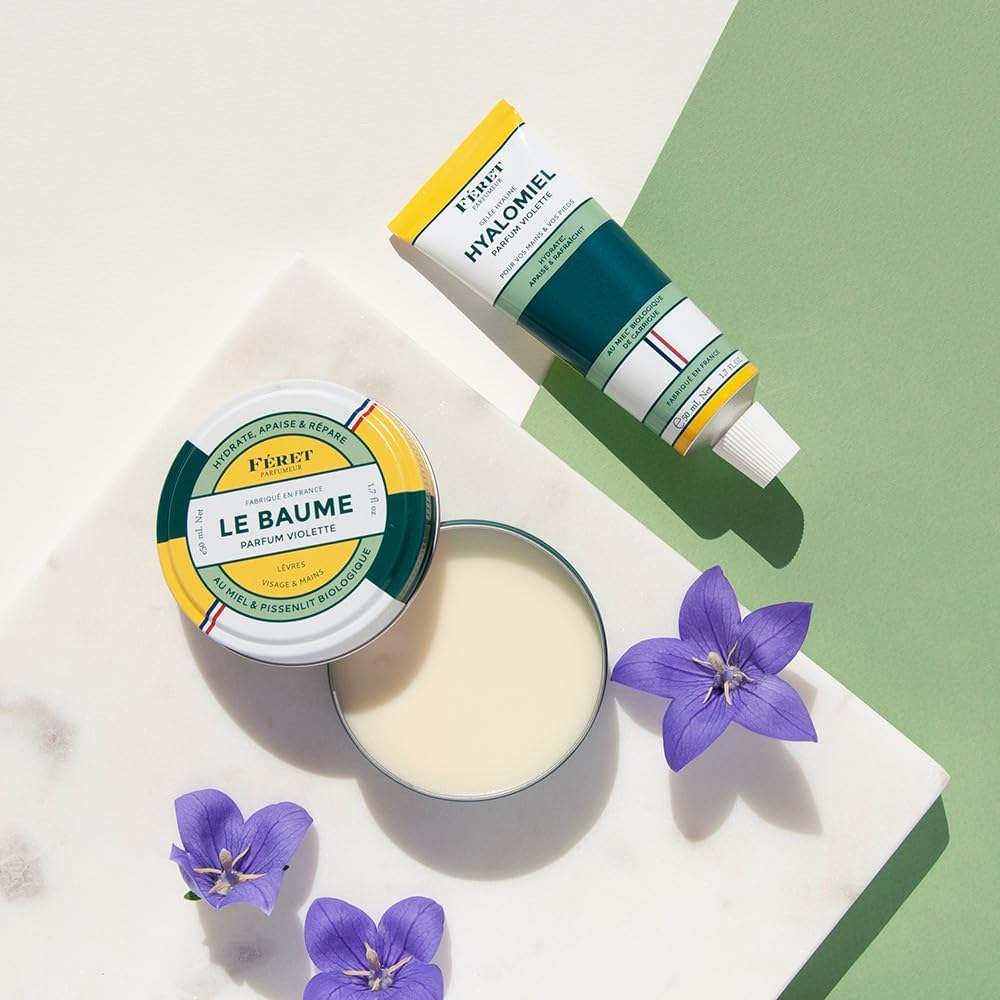 Feret Parfumeur Le Baume Multi-Purpose Balm - Violette - Natural Lip Balm with Shea Butter & Honey - Hydrating Moisturizer for Dry Skin, Lips Beauty and Personal Care Feret Parfumeur
