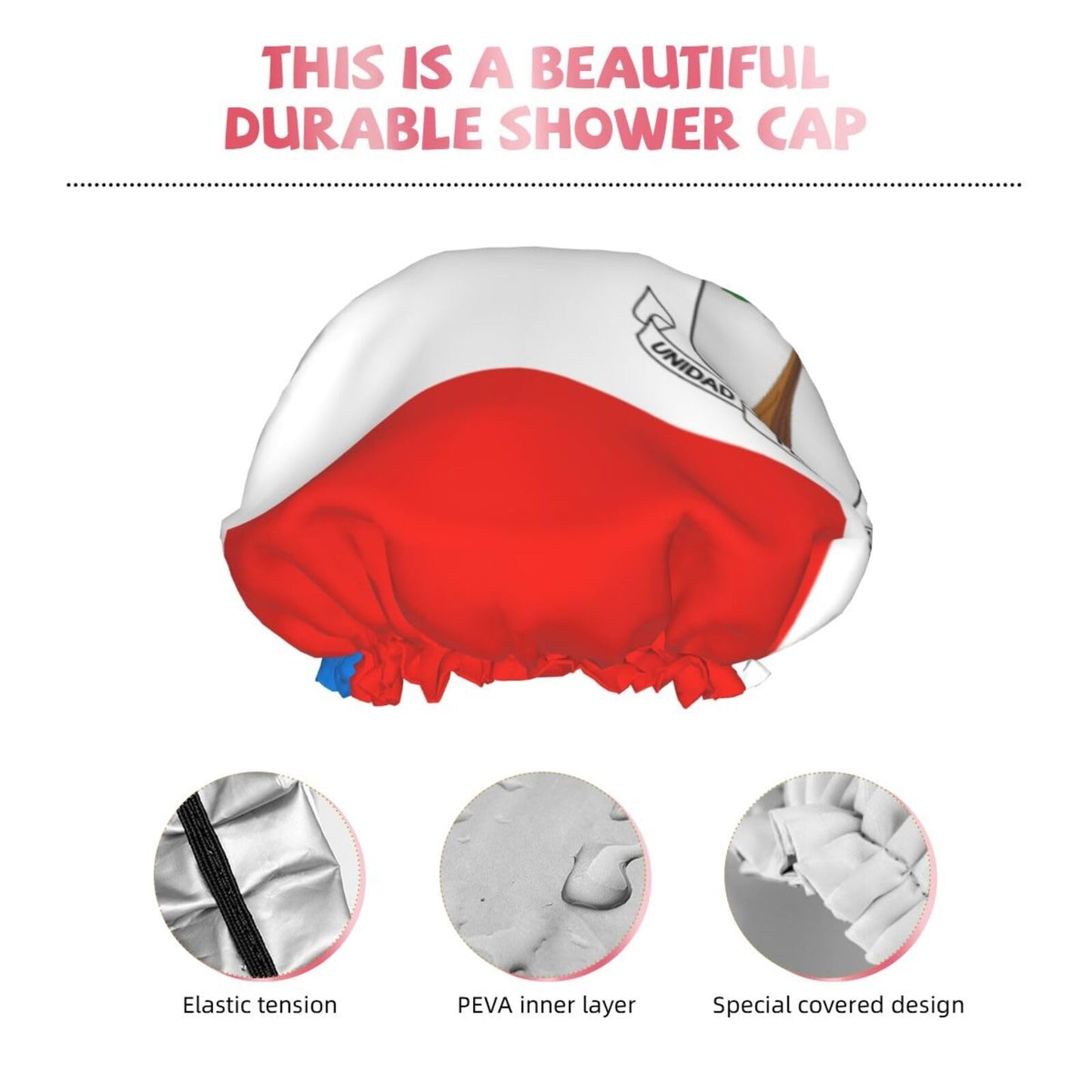 Equatorial Guinea Flag Prints Shower Cap Double Layer Lined Waterproof Bathing Shower Hat Beauty and Personal Care Hayyett