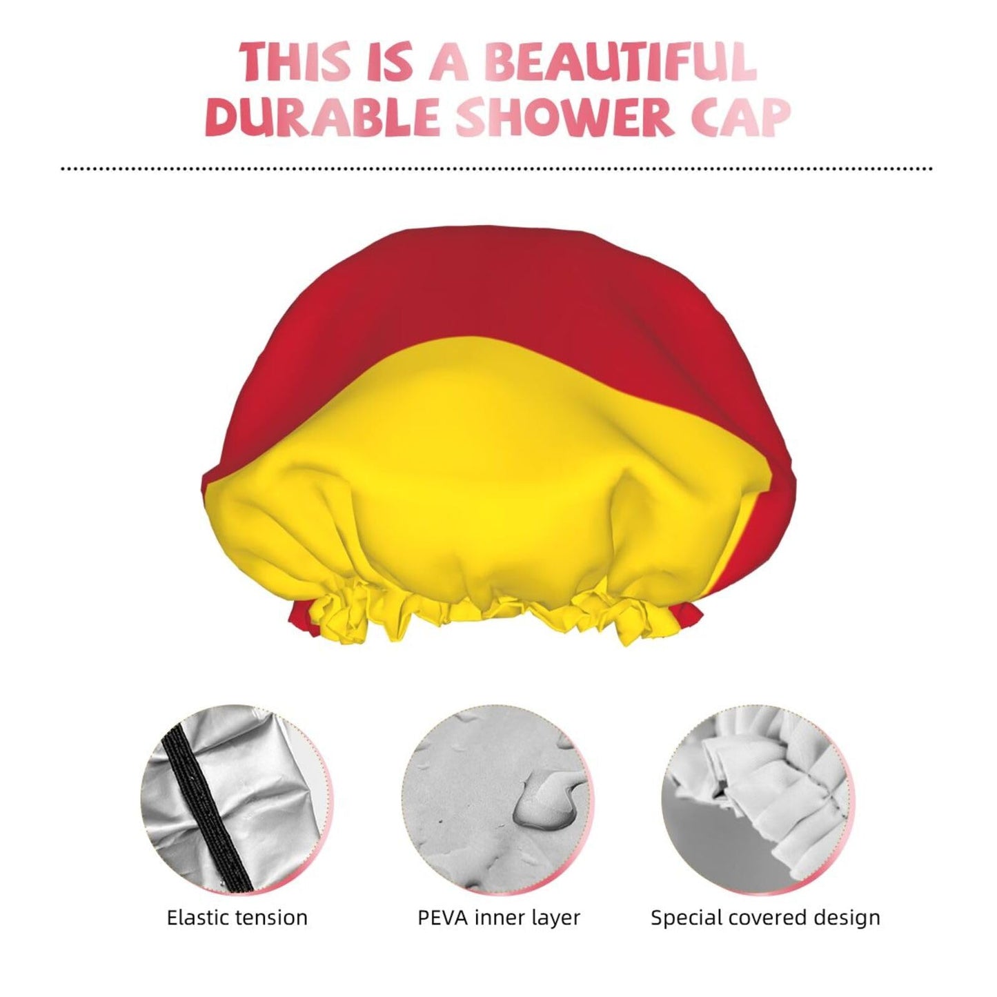 North Ossetia Flag Prints Shower Cap Double Layer Lined Waterproof Bathing Shower Hat Beauty and Personal Care Hayyett