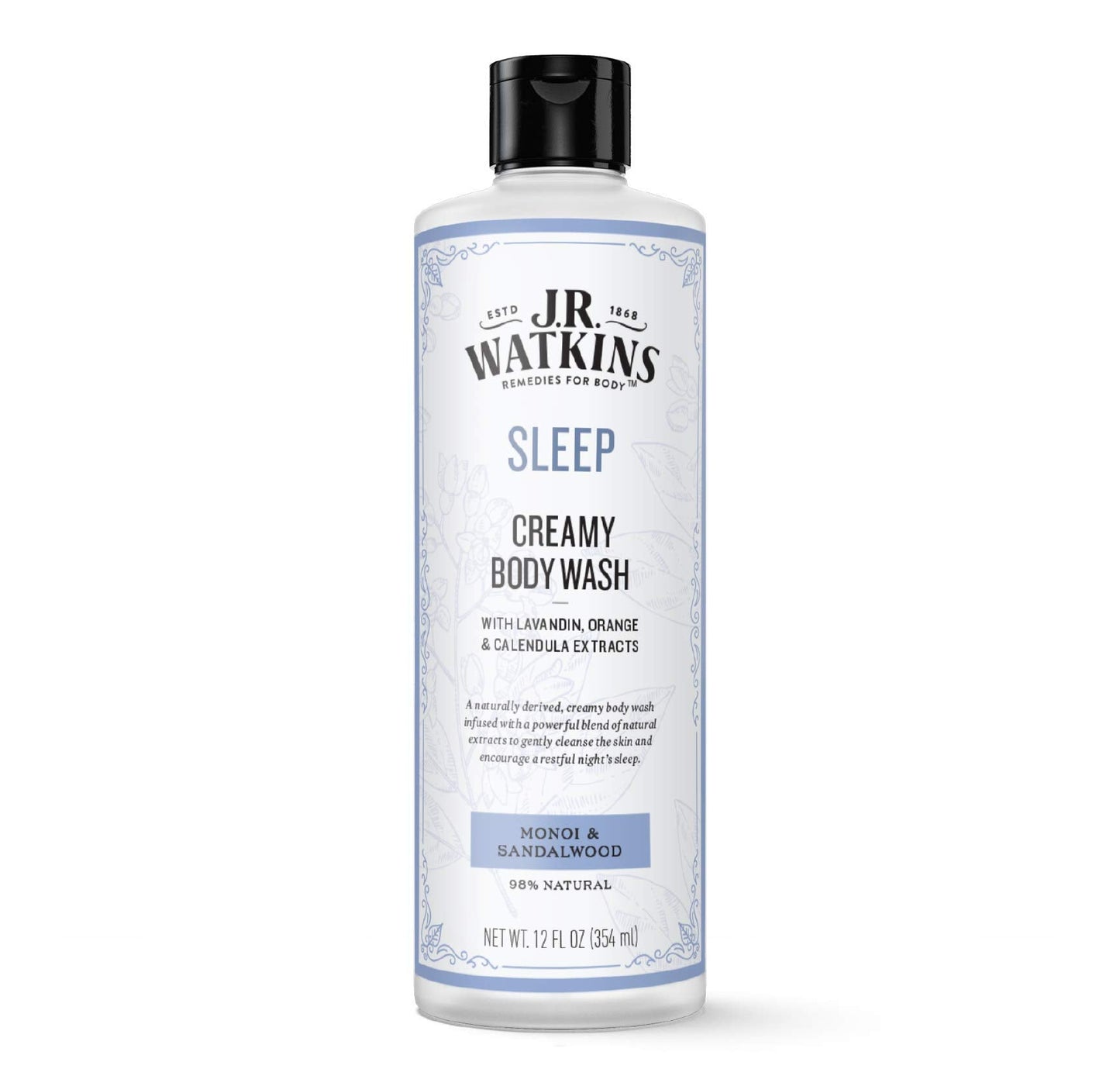J.R. Watkins Sleep Creamy Moisturizing Body Wash, Cleanses & Encourages Restful Sleep, Natural Monoi & Sandalwood, 12 oz Beauty & Personal Care J.R. Watkins